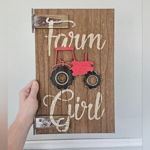 Michaels Home Decor Farm Girl Wall Wood Tractor Wall Sign Home Decor NWT
